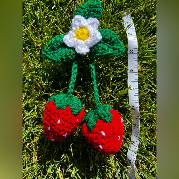 3/$20 Hand Crocheted Blossoming Strawberries Keychain/Bag Charm! - Picture 9 of 13